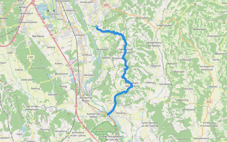Josef Krainer Wanderweg walking route map in Fernitz bei Graz