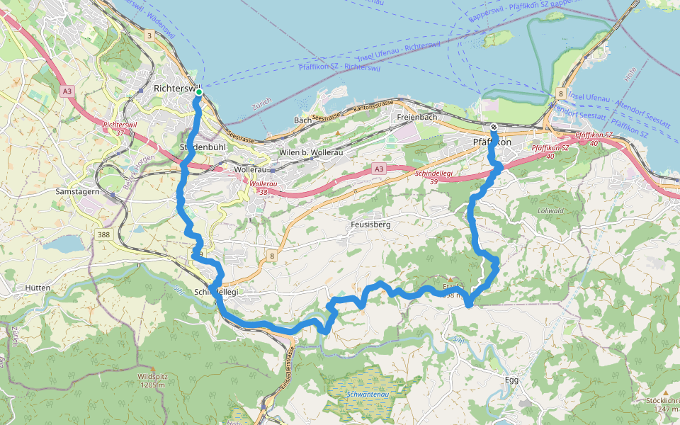 Zürichsee Rundweg - Etappe 4 walking route map in Richterswil