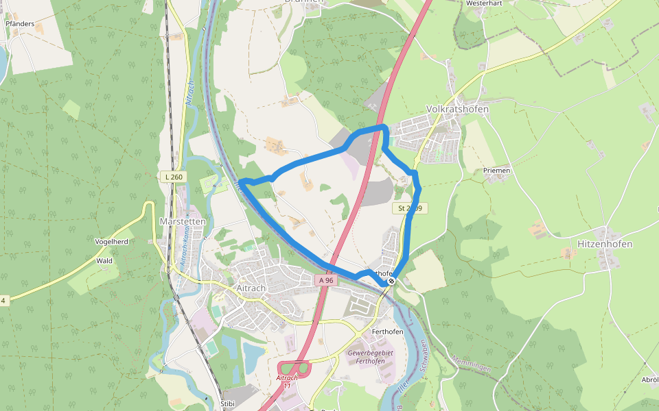 Illerfeldrunde walking route map in Memmingen