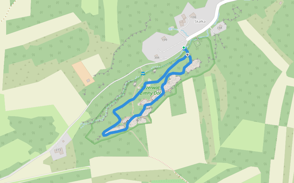Zimny Dół walking route map in Czułów