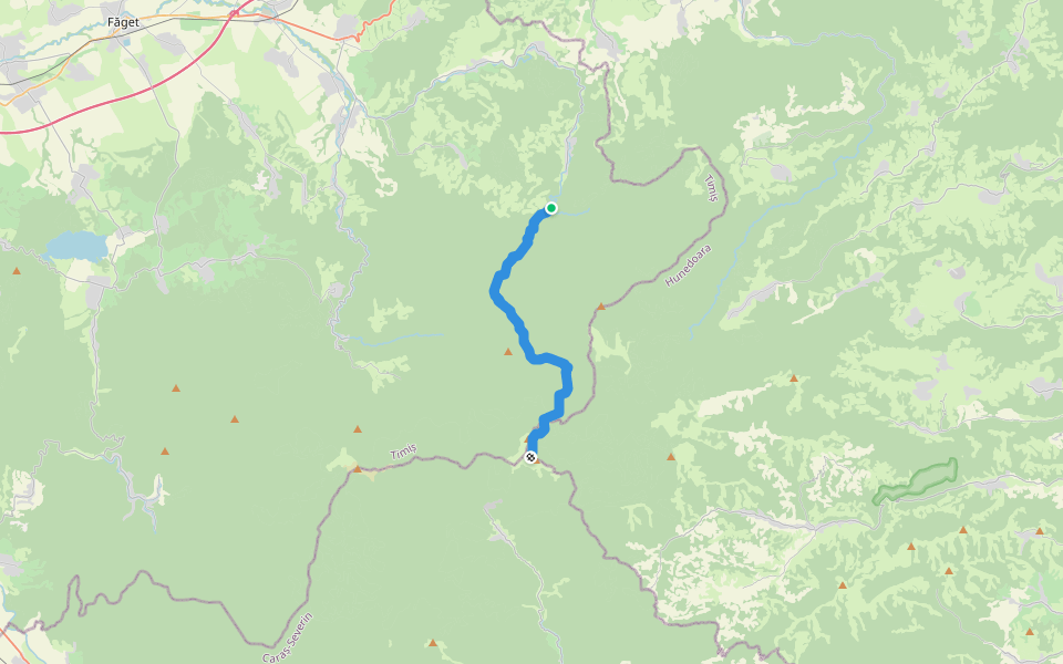 Poinei Cheia - Vârful Rusca walking route map in Poieni