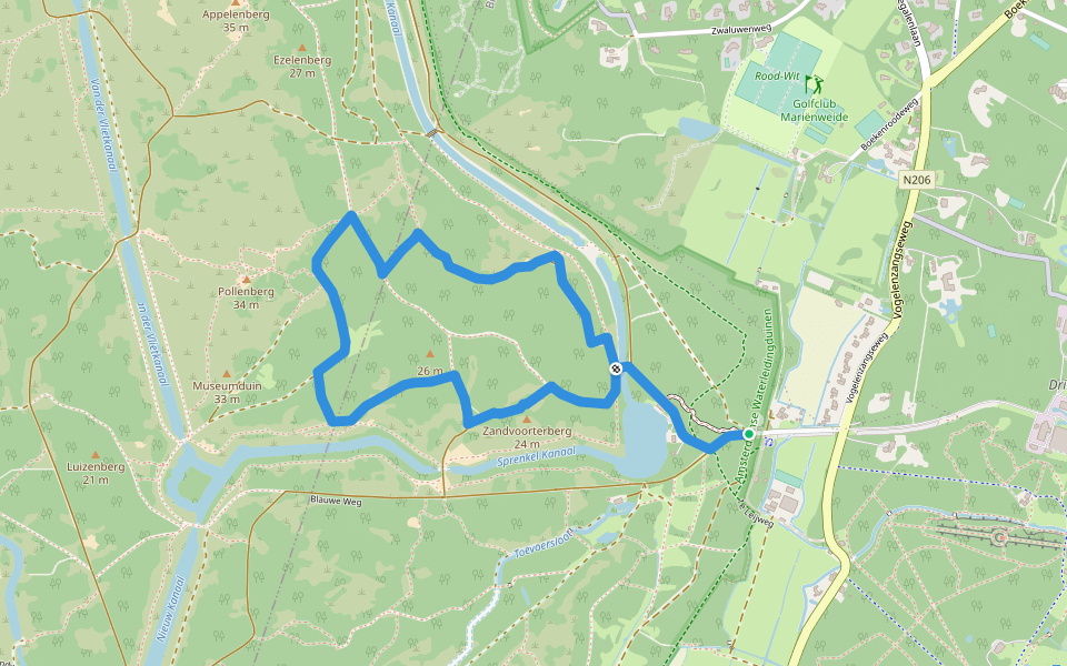 AWD-Oase-Geel walking route map in Vogelenzang