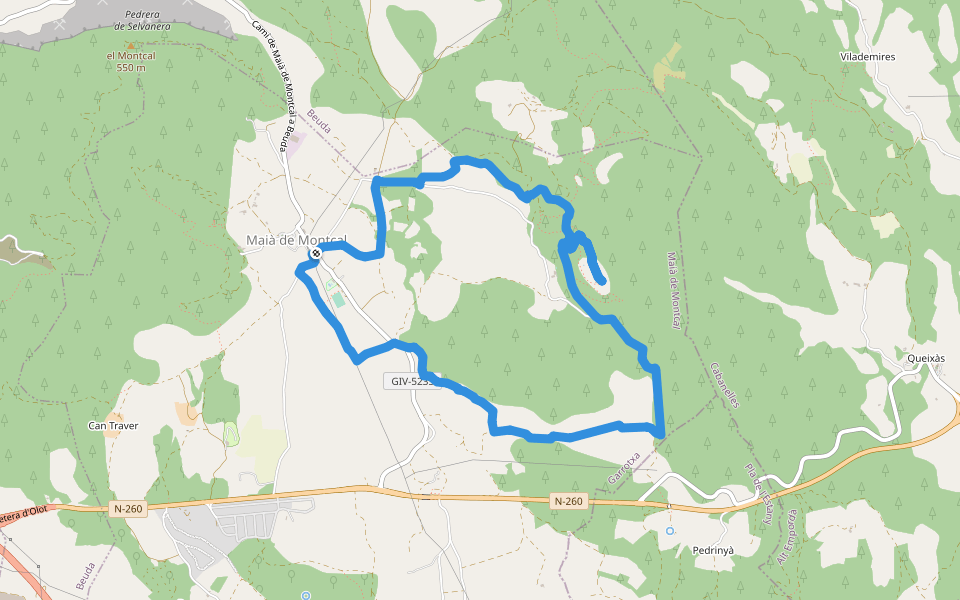 Balcó de la Garrotxa walking route map in Maià de Montcal