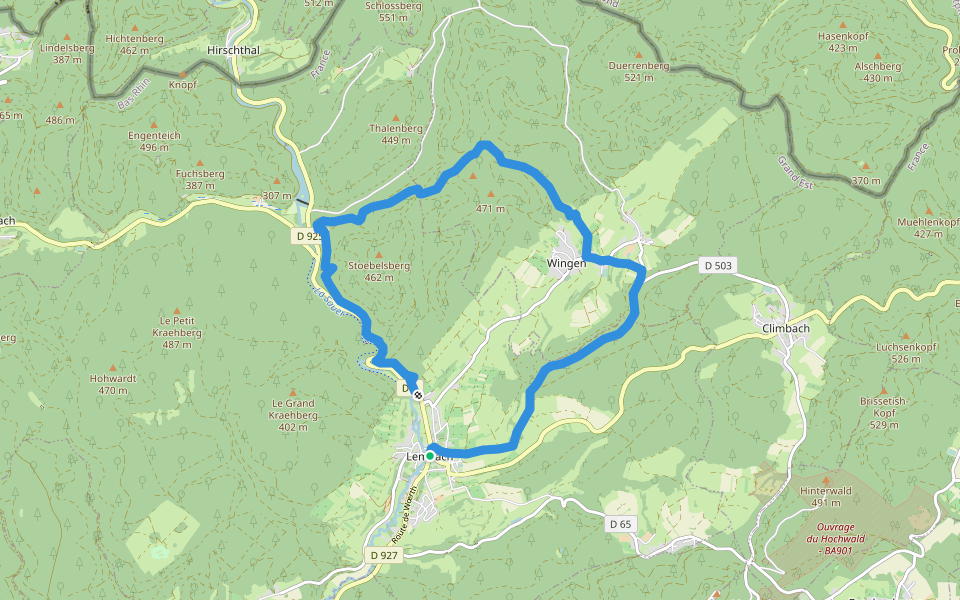 Croix bleue walking route map in Lembach