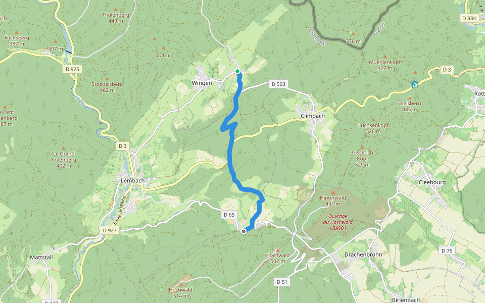 Croix rouge walking route map in Wingen