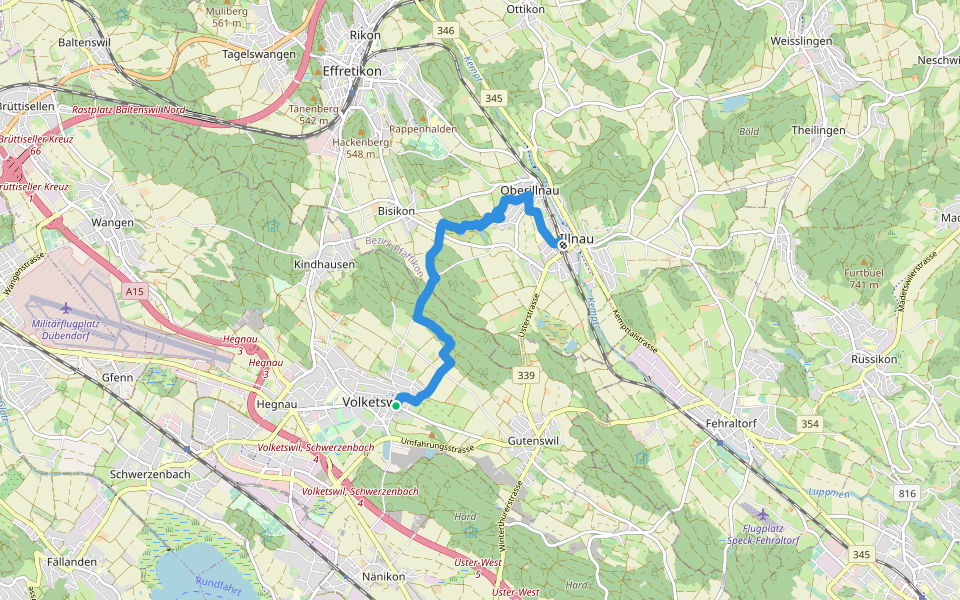 Volketswil - Illnau walking route map in Volketswil