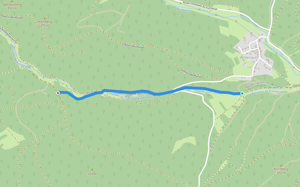Rectangle jaune barré de blanc walking route map in Reipertswiller
