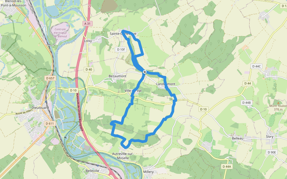 Boucle de la Colline walking route map in Sainte-Genevieve
