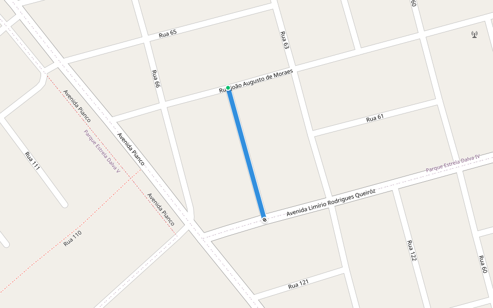 Rua walking route map in Luziânia