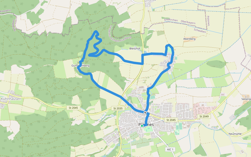 Drei-Schloesser-Tour walking route map in Pöttmes