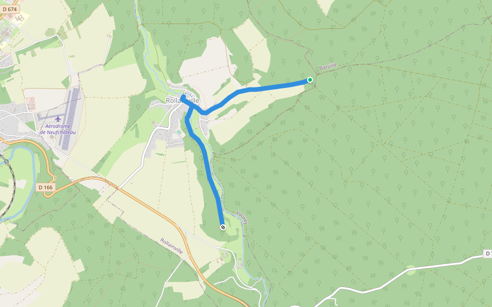 Sentier de Neufeys walking route map in Barville