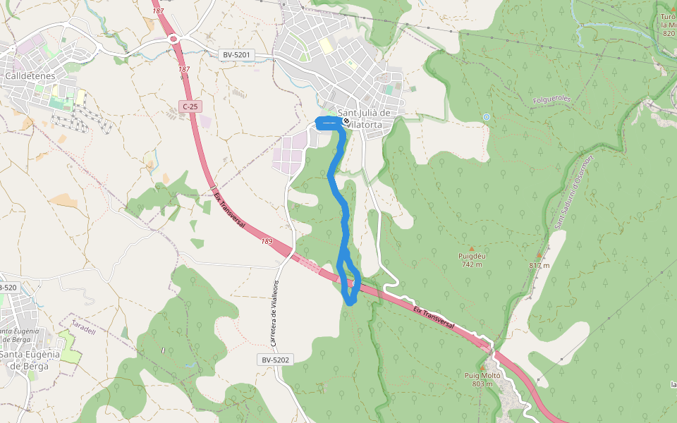 La Font de la Riera walking route map in Sant Julià de Vilatorta