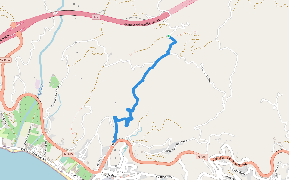 Antiguo Camino de Guerra - Ventorro de la Estaca walking route map in Almuñécar