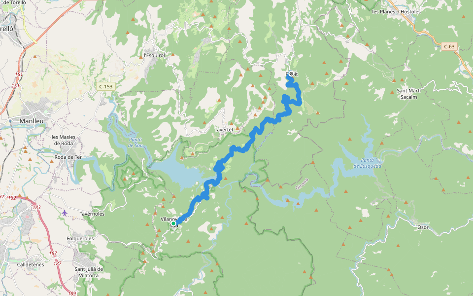 Vilanova de Sau-Rupit walking route map in Vilanova de Sau