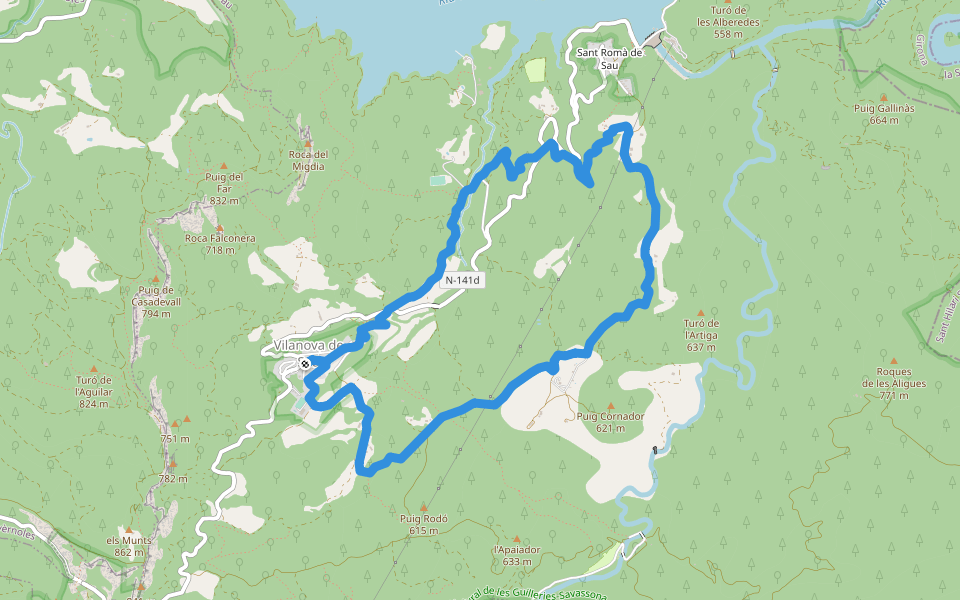 Vilanova de Sau-Sant Romà de Sau walking route map in Vilanova de Sau