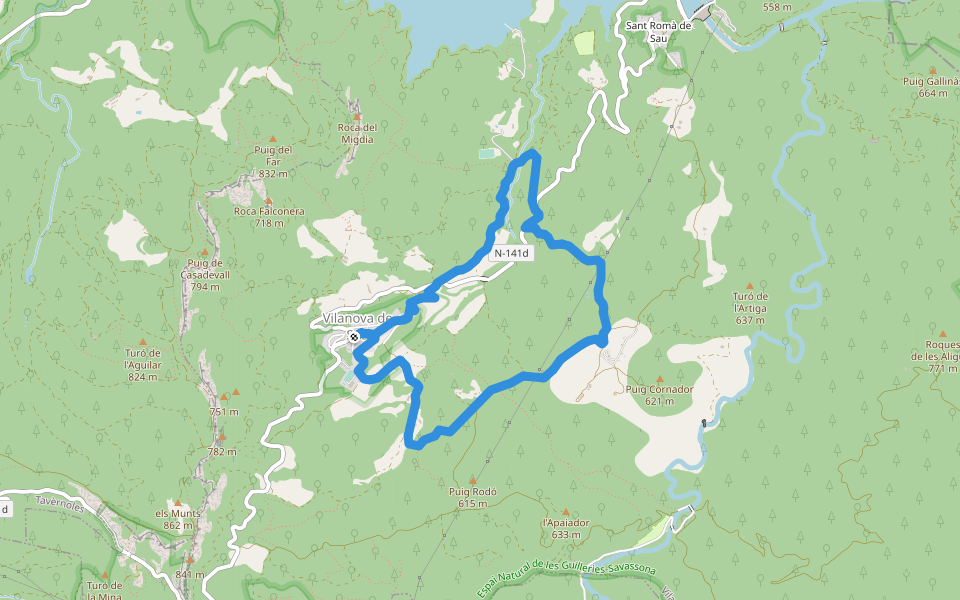 Vilanova de Sau-La Coromina walking route map in Vilanova de Sau