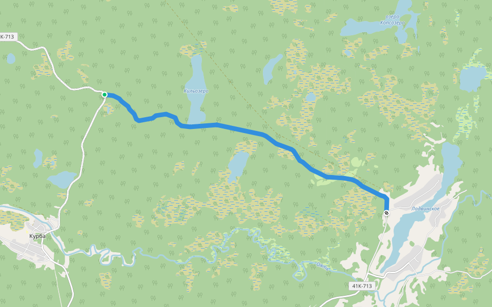 Ладвинская тропа (Вепсский лес) walking route map in Kurba