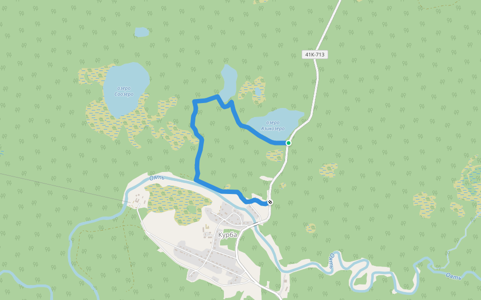 Курба, экологический маршрут природного парка "Вепский лес" walking route map in Kurba