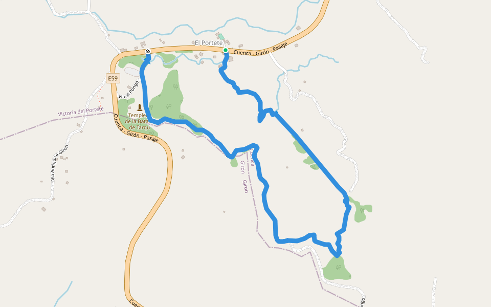 CaminANTES Ruta 12: Shío walking route map in Portete