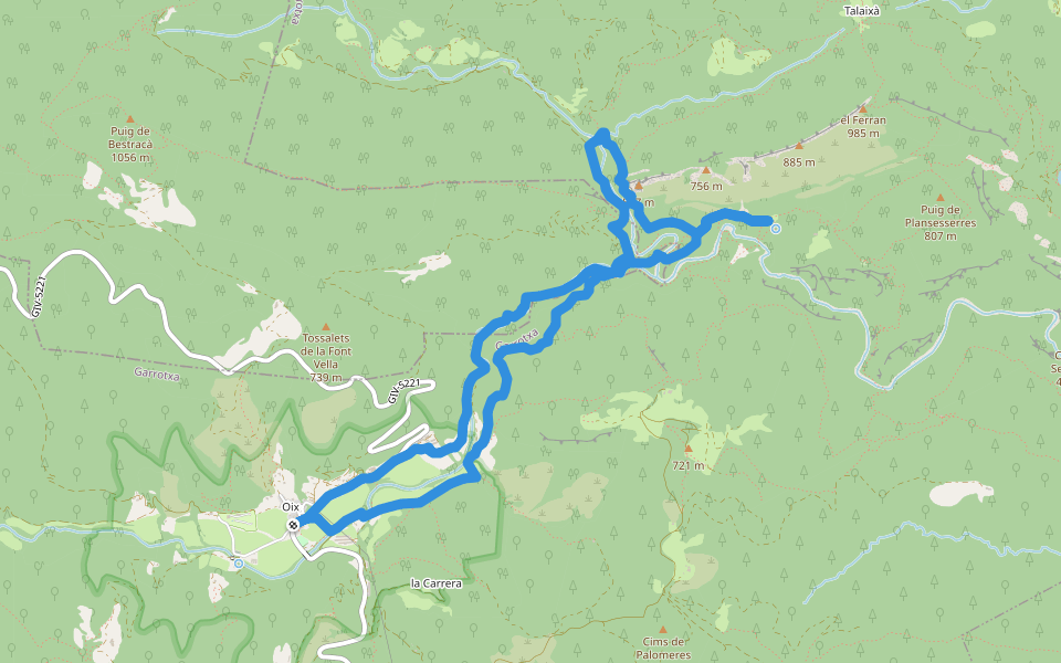Oix-Grau d'Escales walking route map in Oix