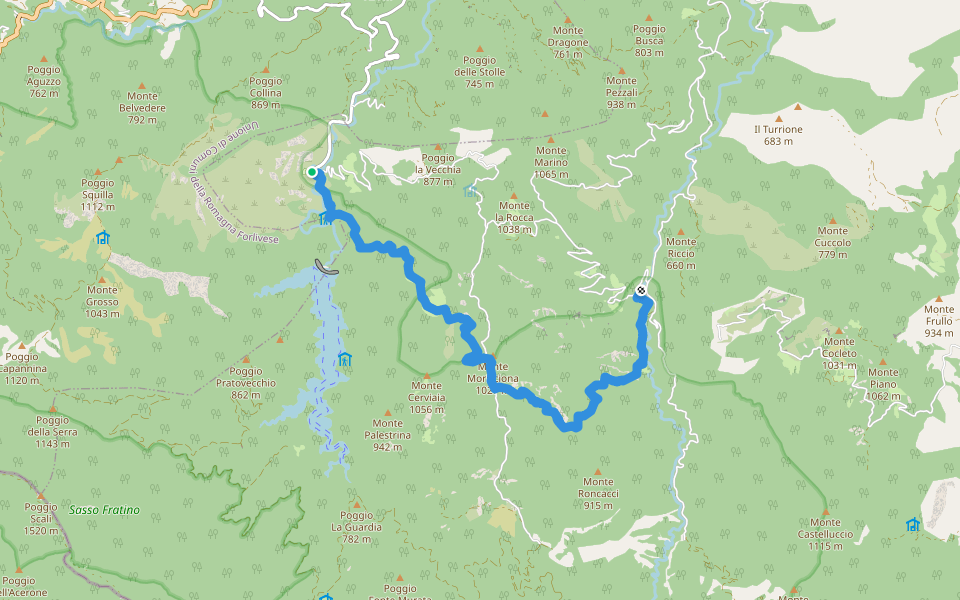 Grande Circuito della Romagna: Tappa 8 walking route map in Ridracoli