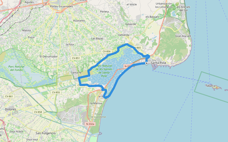 [GR 232] Vuelta al término de Santa Pola (Etapa 2) walking route map in Santa Pola