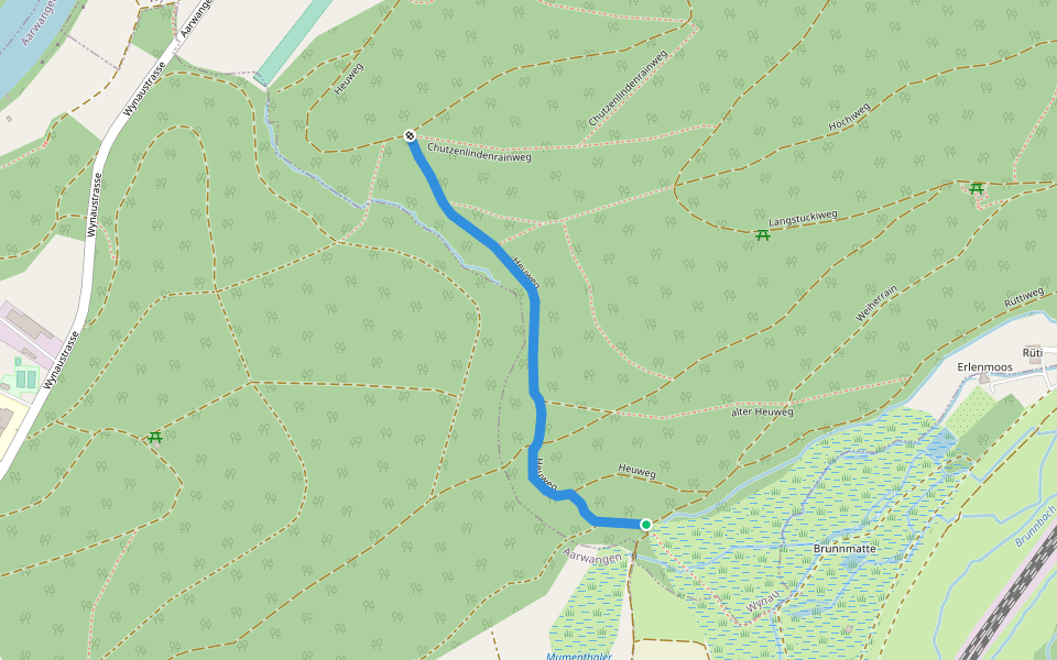 Mumenthalerweier - Schoneggwald walking route map in Aarwangen