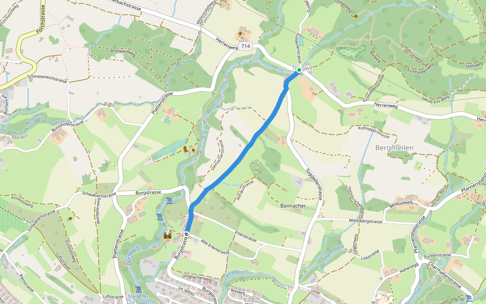 Toggwil - Burg walking route map in Meilen