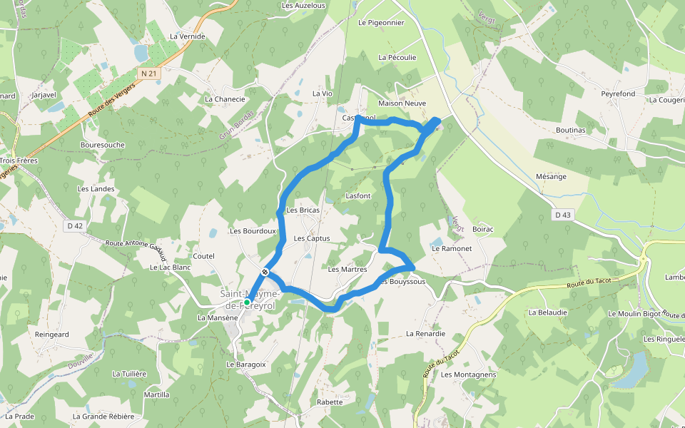 Boucle la Saint-Meymoise walking route map in Saint-Mayme-de-Péreyrol