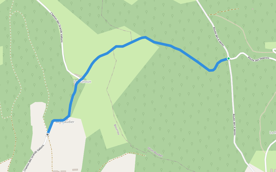 Liaison walking route map in Grun-Bordas