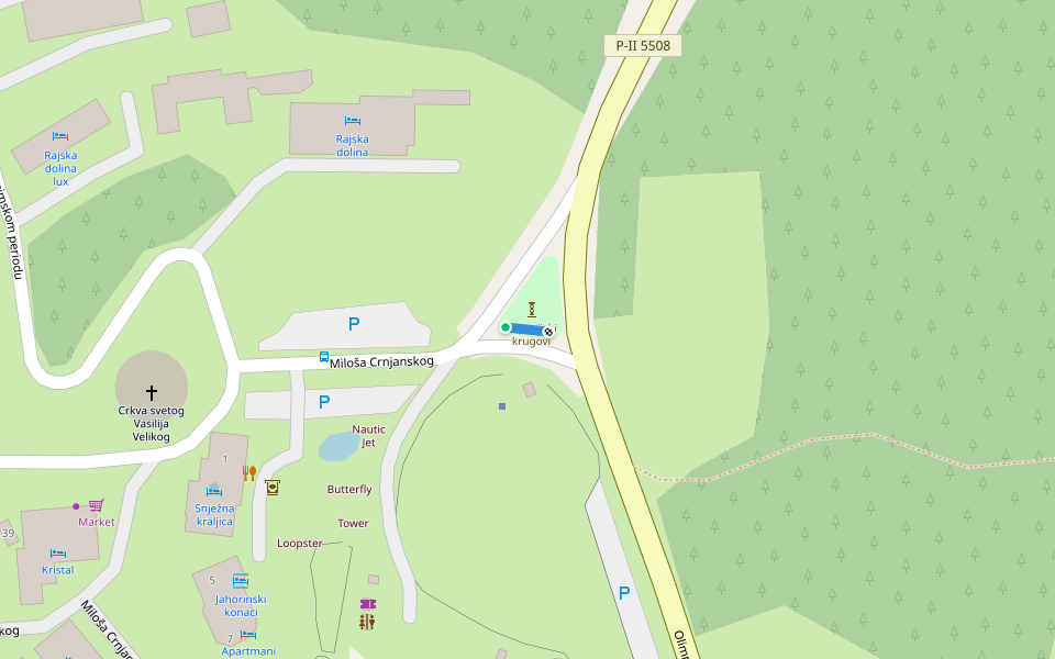 Olympic Circles Selfi Trail walking route map in Jahorina