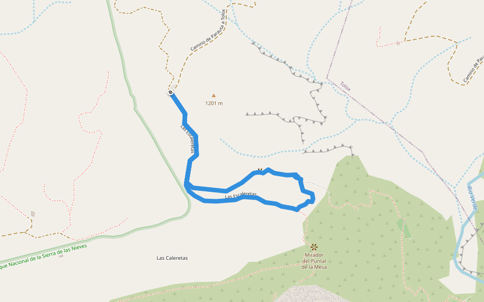 Las Escaleretas walking route map in Parauta