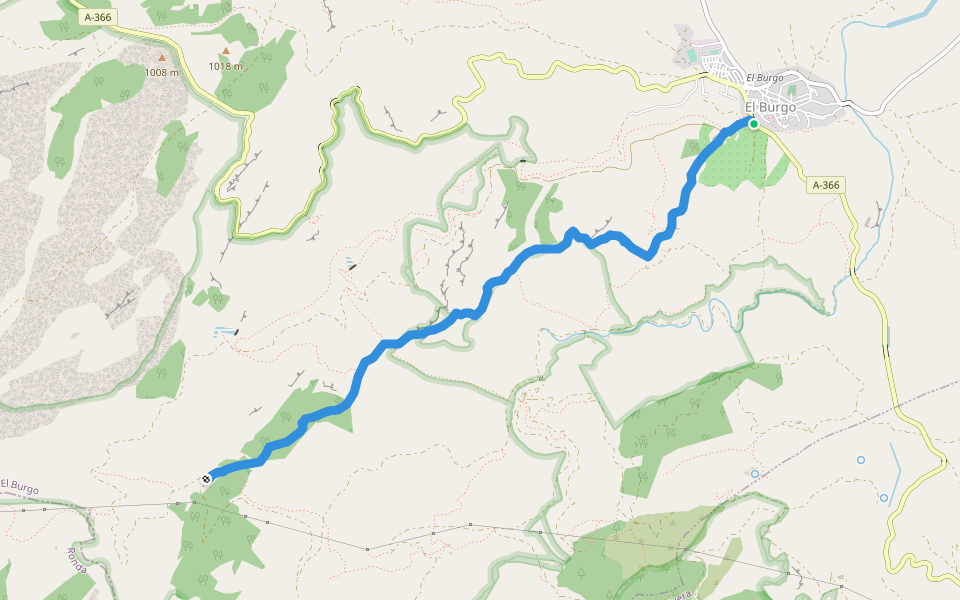 El Burgo - Puerto de la Mujer walking route map in El Burgo