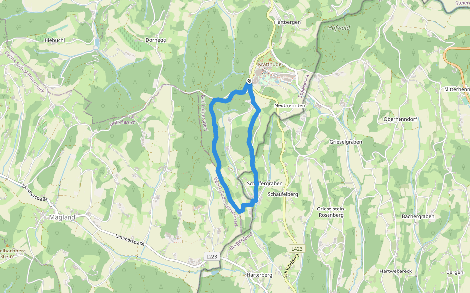Für "Grenzgänger" (Weg 2) walking route map in Bad Loipersdorf