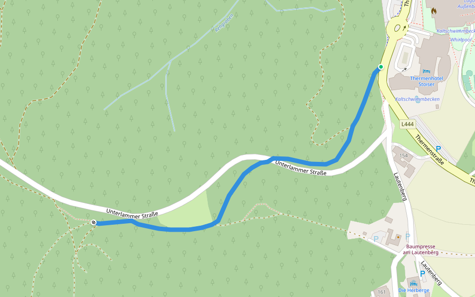 Laufstrecke (rot) walking route map in Bad Loipersdorf