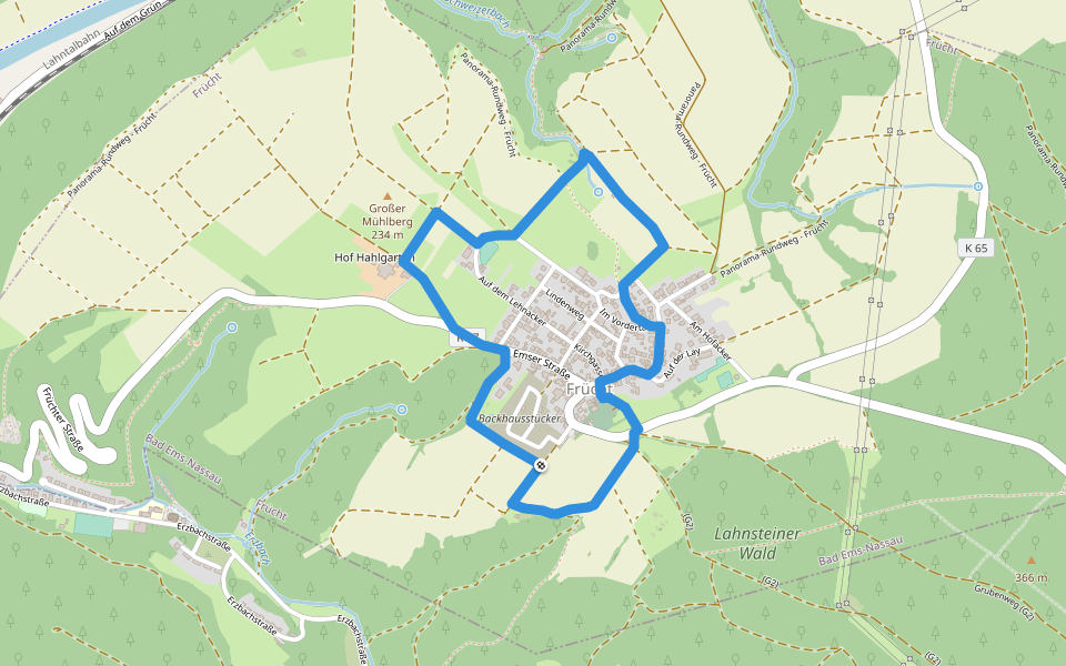 Freiherr-vom-Stein-Pfad walking route map in Frücht