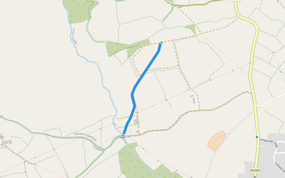 Crowan FP 57 Definitive Line walking route map in Praze-an-Beeble