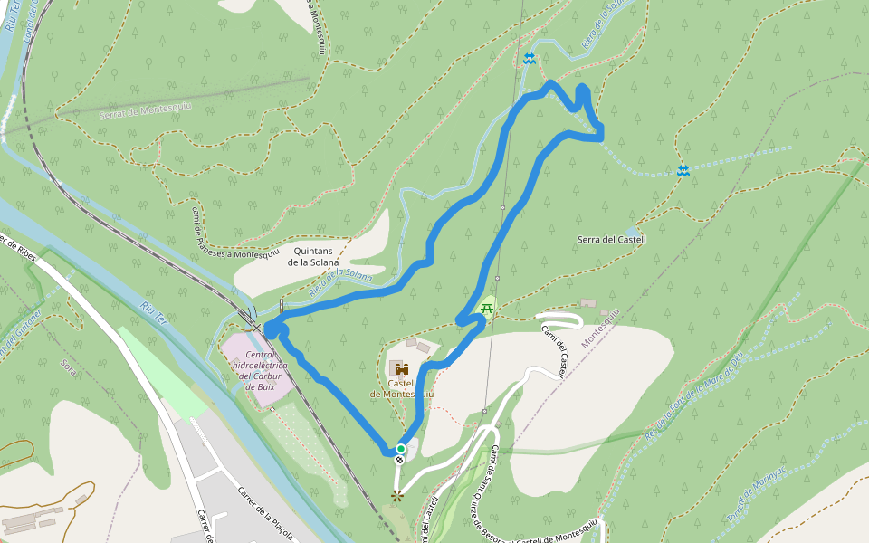 Obaga del Cstell walking route map in Montesquiu
