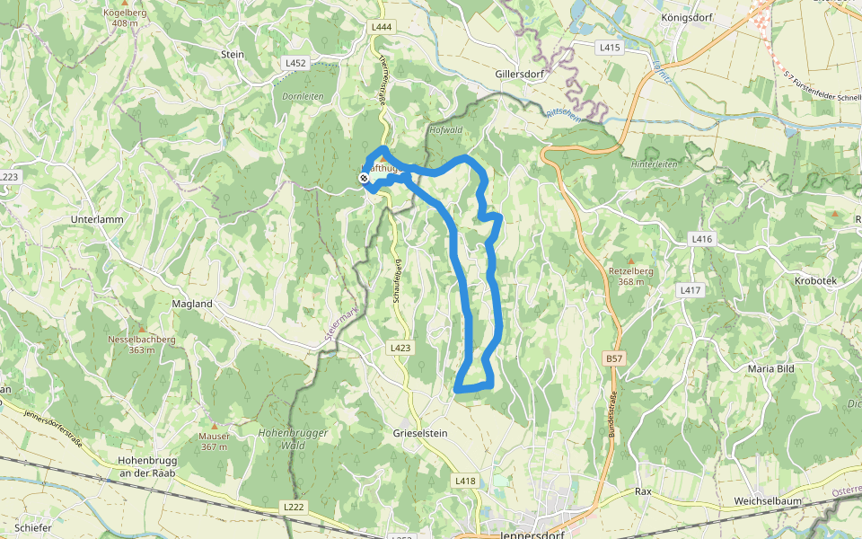 Laufstrecke Panorama Runde (schwarz) walking route map in Bad Loipersdorf