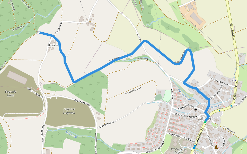 Lufingen - Husacher walking route map in Lufingen
