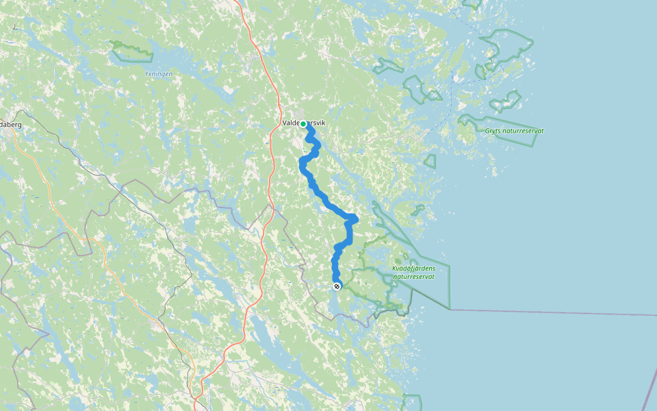 Östgötaleden: Valdemarsvik söderut walking route map in Valdemarsvik