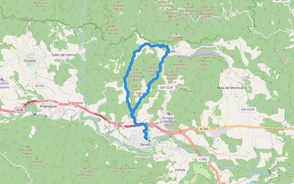 Circuit de Besalú walking route map in Besalú