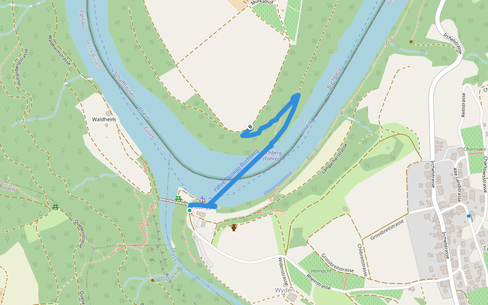 Tössegg Schiffsteg - Murkathof walking route map in Freienstein-Teufen