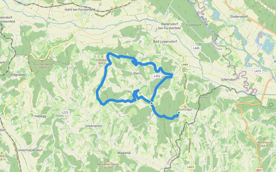 Wanderweg rund um Stein (Weg 3) walking route map in Bad Loipersdorf
