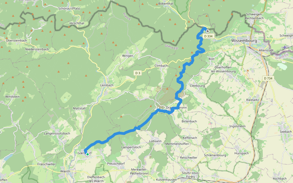 Disque rouge walking route map in Gœrsdorf