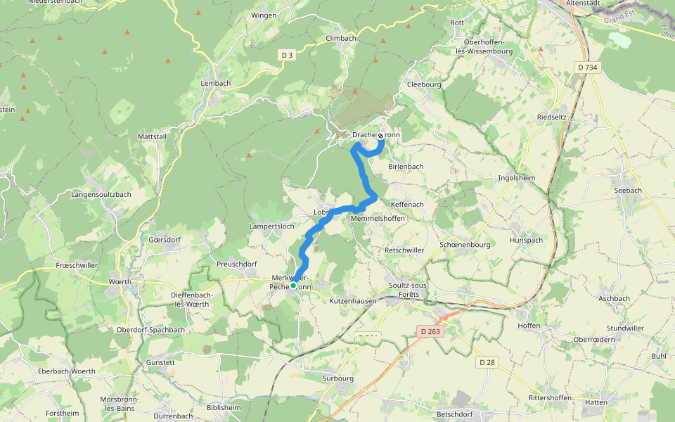 Croix bleue walking route map in Merkwiller-Pechelbronn