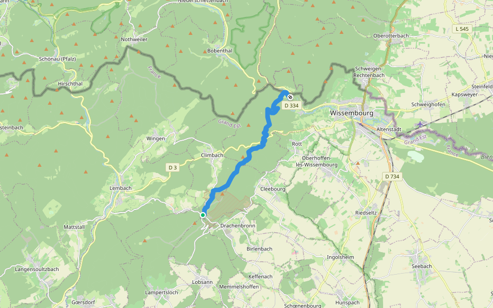 Triangle vert walking route map in Cleebourg