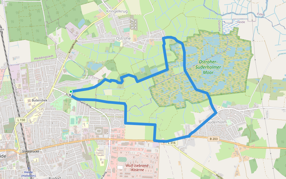 Rundwanderweg - Tour 2 walking route map in Heide