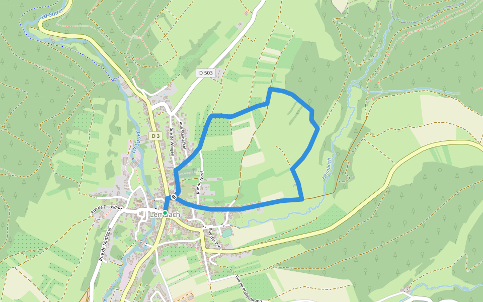 Disque rouge walking route map in Lembach