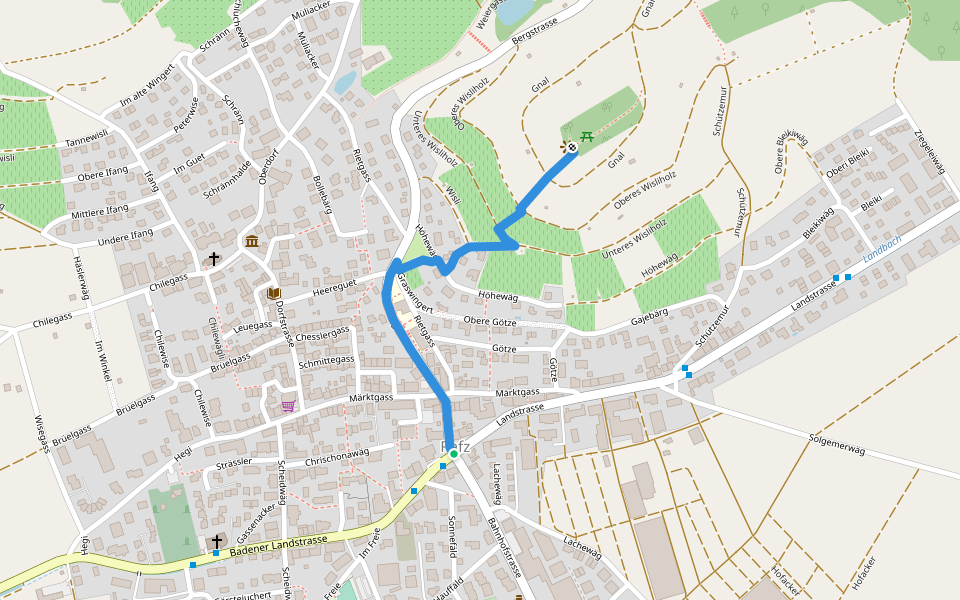 Rafz - Gnal walking route map in Rafz